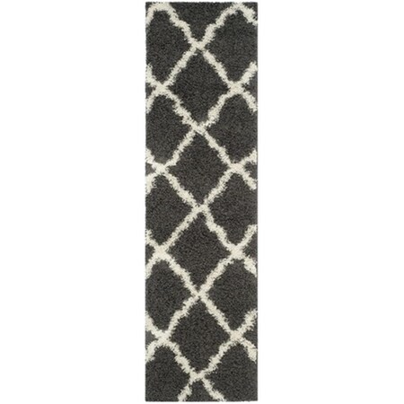 Safavieh Dallas Shag Power Loomed Rectangle Rug- Dark Grey - Ivory- 2 ft. 3 in. x 8 ft. SGD257A-28